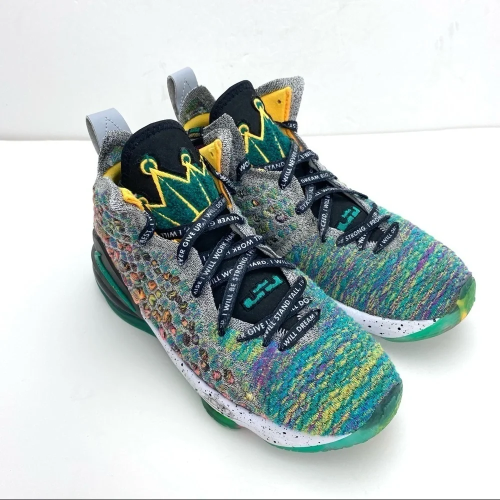 Nike LEBRON 17 Promise Knitted Sneakers in Green